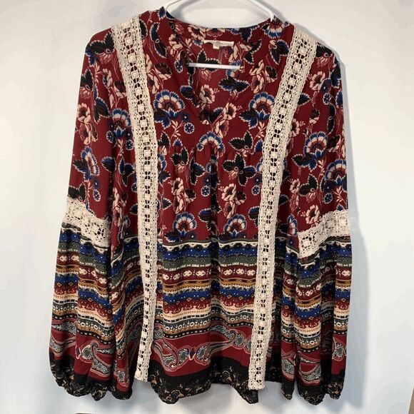 Entro Peasant Boho Blouse Size Medium - Picture 1 of 8